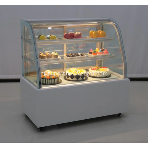 Vitrine de geladeira com vitrine de pão de vidro curvo